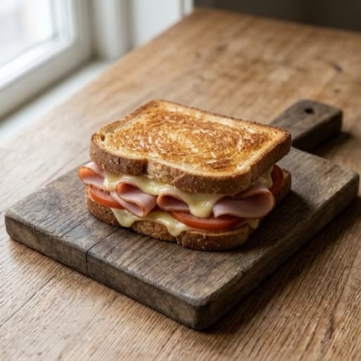 Toast med ost, tomat, kalkonskinka